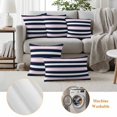 thumbnail image 6 of Pink Navy Blue Striped Outdoor Waterproof Pillow Covers, Minimalist Abstract Lines Artwork Decorative Square Throw Pillowcase Sofa Cushion Sham for Patio/Couch/Chair, 24"x24" 2 Pack, 6 of 8