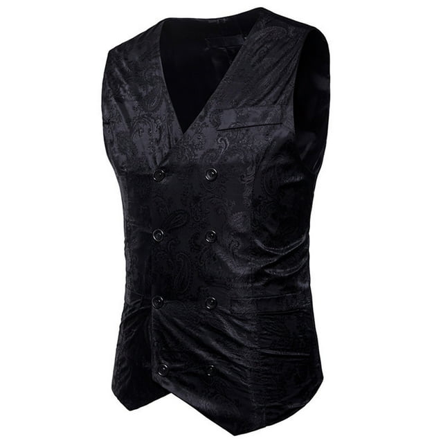 COM1950s Men Sets Shirt and Shorts, Men Color Matching Casual Double-Breasted Button Workwear Waistcoat