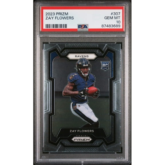 Graded 2023 Panini Prizm Zay Flowers #307 Rookie RC Football Card PSA 10 Gem Mint