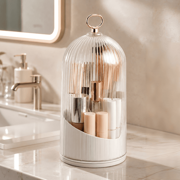 Wuxiuli White Plastic Freestanding Toothbrush Holder for Bathrooms，9-Inch