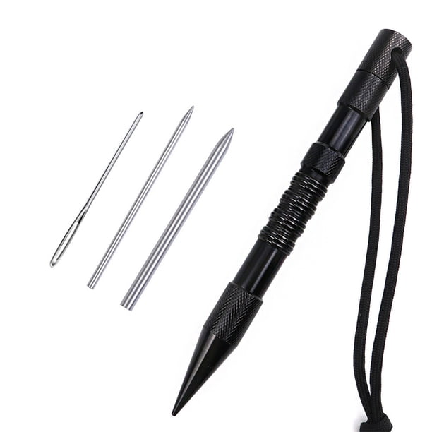 Greeniant Marlin Set Agujas de cordones Acero inoxidable Profesional Pequeña artesanía Costura Reutilizable Extraíble Tejer Pin Trabajo de cuero carpas 4 piezas negro Greeniant OD023335-11B