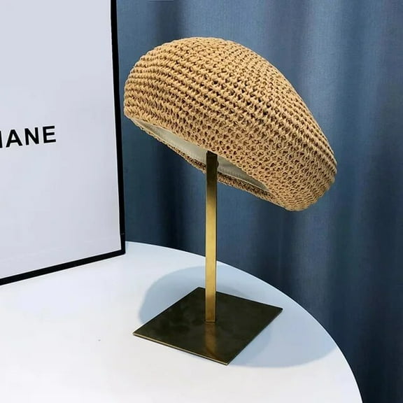 SikaFu New Summer Thin Woven Solid Color Beret Cap Hat Women's Fresh Hollow Breathable Trend Versatile Painter Hat Gorras