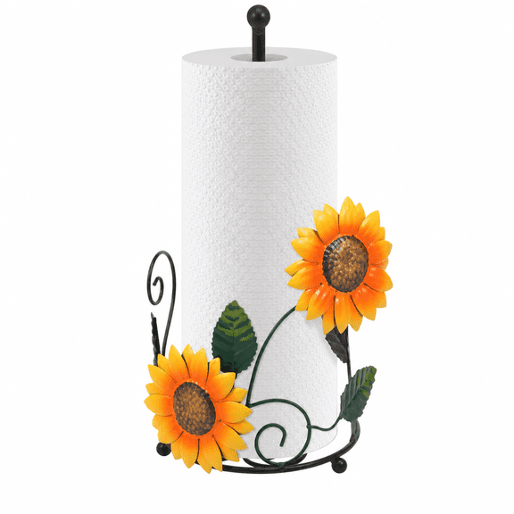 OKYMOTOR Sunflower Paper Towel Holder for Countertop, Heavy-Duty Iron with Weighted Base, Snag-Free Kitchen Decor, Fits Jumbo Rolls