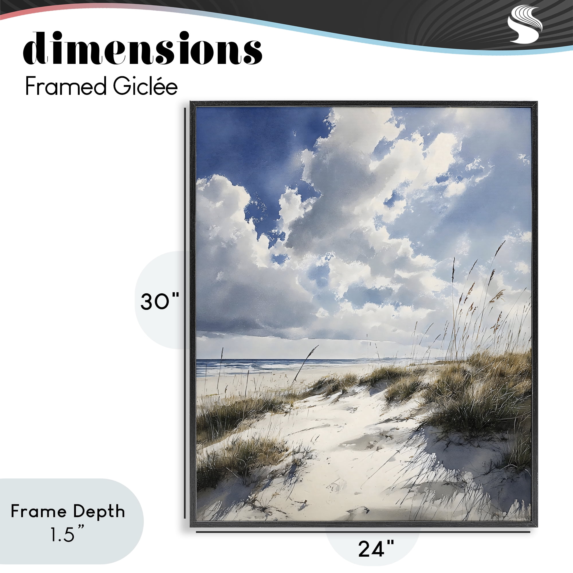 Stupell Industries Midday Sunny Beach Dunes Black Framed Giclee Art, design by Franklyn Gregory