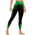 thumbnail image 5 of DeHolifer Women's Leggings High Waist Flame Printed Fitness Running Leggings Casual Fashion Tights Green 3XL, 5 of 6