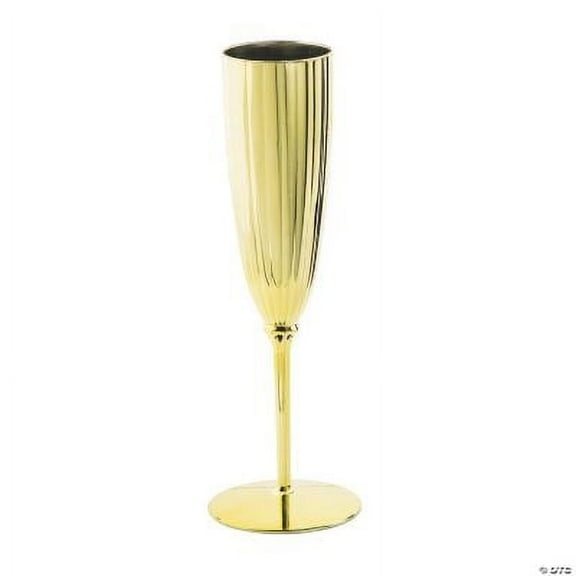 Gold Metallic Plastic Champagne Flutes , Wedding, Party Supplies, 12 Pcs
