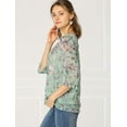 thumbnail image 4 of BluCasual De GaCon Estampado Floral De Man3/4 Con Volantes PaMujer Verde M, 4 of 6
