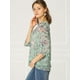 thumbnail image 4 of BluCasual De GaCon Estampado Floral De Man3/4 Con Volantes PaMujer Verde S, 4 of 6