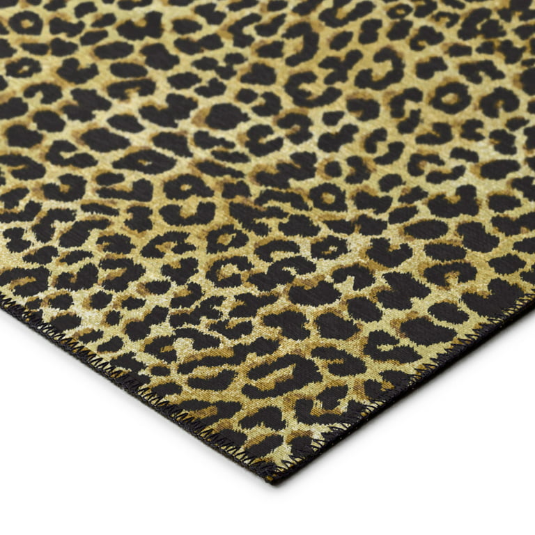Safari Gold and Black Leopard Animal Print 10' x 14' Non-Skid Area Rug 