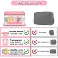 thumbnail image 5 of Izuzta Chenille Letter Clear Makeup Bags, Preppy Patch Pouch Zipper with Handle, Transparent PVC & Nylon Waterproof Glitter Cosmetic Handbag Travel Toiletry Storage for Women, 5 of 6