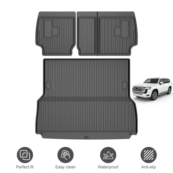 Cargo Mat and Backrest Mat Fit for 2024-2025 Toyota Land Cruiser 5 Seat TPE All Weather Protection Car Cargo Liner