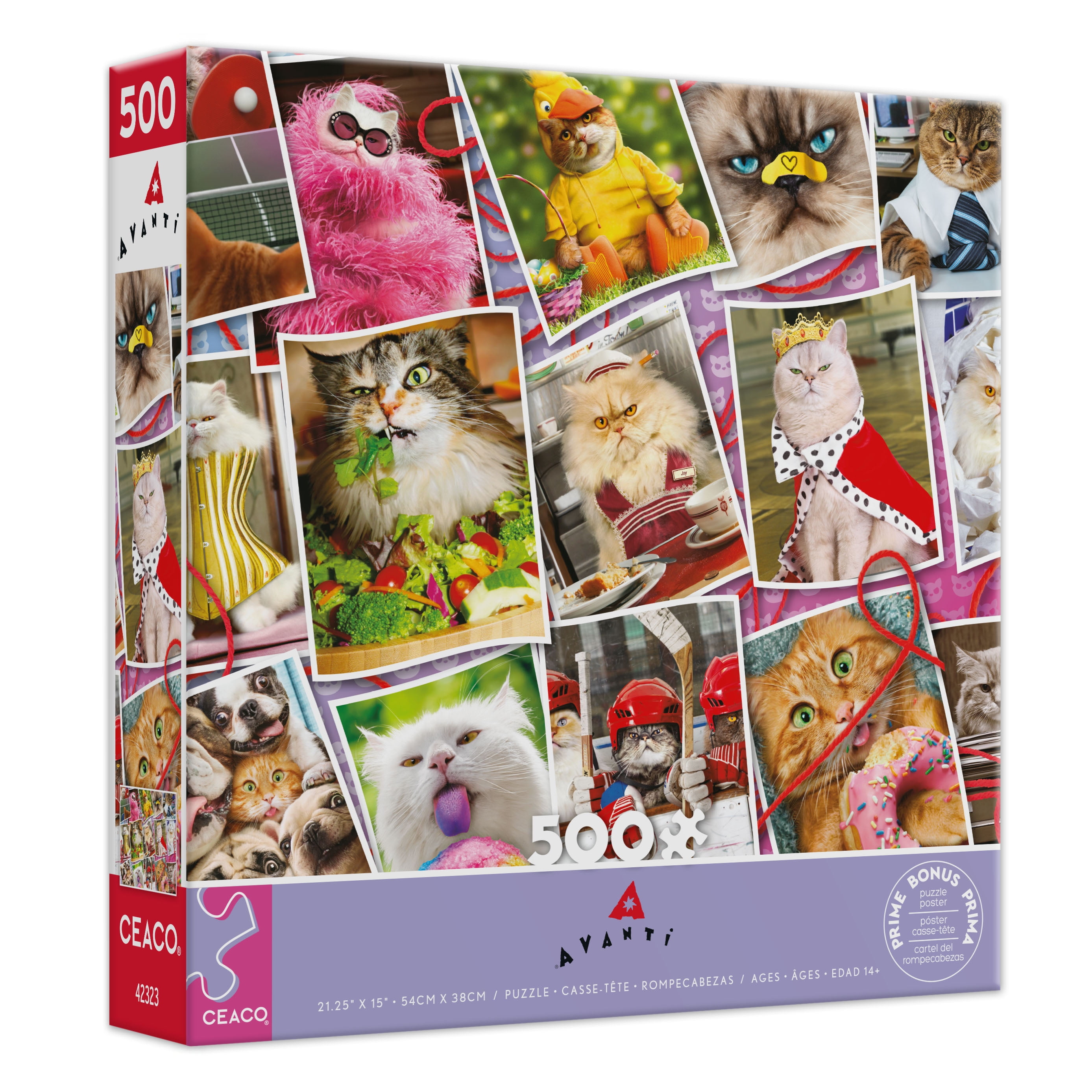 Ceaco - Furry Friends Glitter - Family Cat - 100 Piece Kids Jigsaw