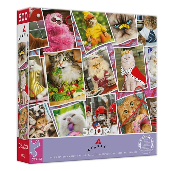 Ceaco Avanti Cranky Kitties Collage 500-Piece Interlocking Jigsaw Puzzle for Children Ages 14 