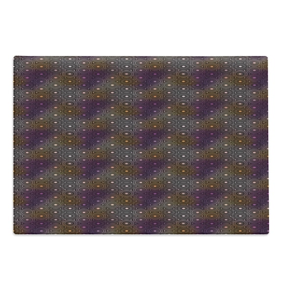 Geometric Cutting Board, Tribal Inspired Spots Circled with Mini Triangular Motifs, Decorative Tempered Glass Cutting and Serving Board, in 3 Sizes, by Ambesonne