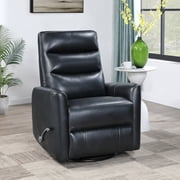 New Classic Furniture Takami Faux Leather Swivel Recliner in Black