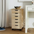 thumbnail image 3 of Linon Ansley 6-Drawer Rolling Storage Utility Cart, Natural, 3 of 24