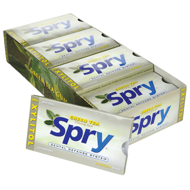 Spry Green Tea Gum Blister Pack Xlear 20 Packs Gum