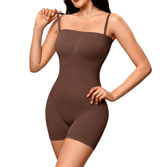 A AGROSTE Women's Seamless Strap Shapewear Rompers with Built-in Bra Butt Lifting Tummy Control Full Body Shapewear Bodysuit