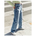 thumbnail image 4 of Pantalones vaqueros rasgados de talle alto y pierna ancha Y2K holgados for novio, pantalones versátiles de mezclilla envejecida, 4 of 7