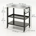 thumbnail image 3 of Outsunny Outdoor Kitchen Prep Table, Three-Shelf Rolling Pizza Oven Stand, 3 of 10