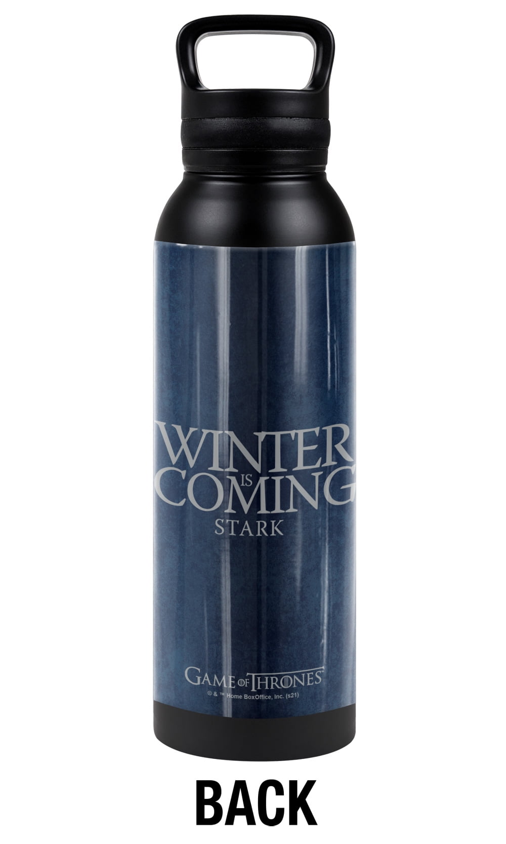 Game of Thrones Official Stark Sigil 24 oz Insulated Canteen Water Bottle, Leak Resistant, Vacuum Insulated Stainless Steel with Loop Cap, Black