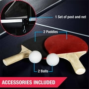 MD Sports Official Size Ping Pong Table Tennis Table, 4 Piece Foldable Design with Net & Accessories, Blue/White