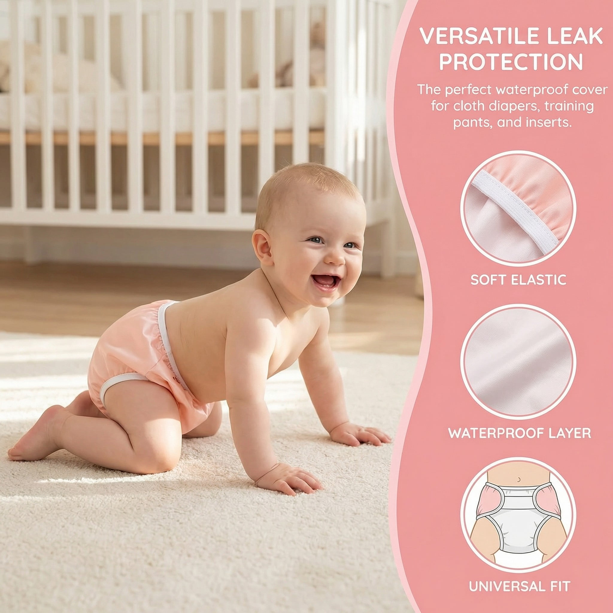 BlinkLLX 10 Pairs Waterproof Plastic Pants for Toddlers Reusable Plastic Diaper Covers Potty Training Underwear Pants(M)