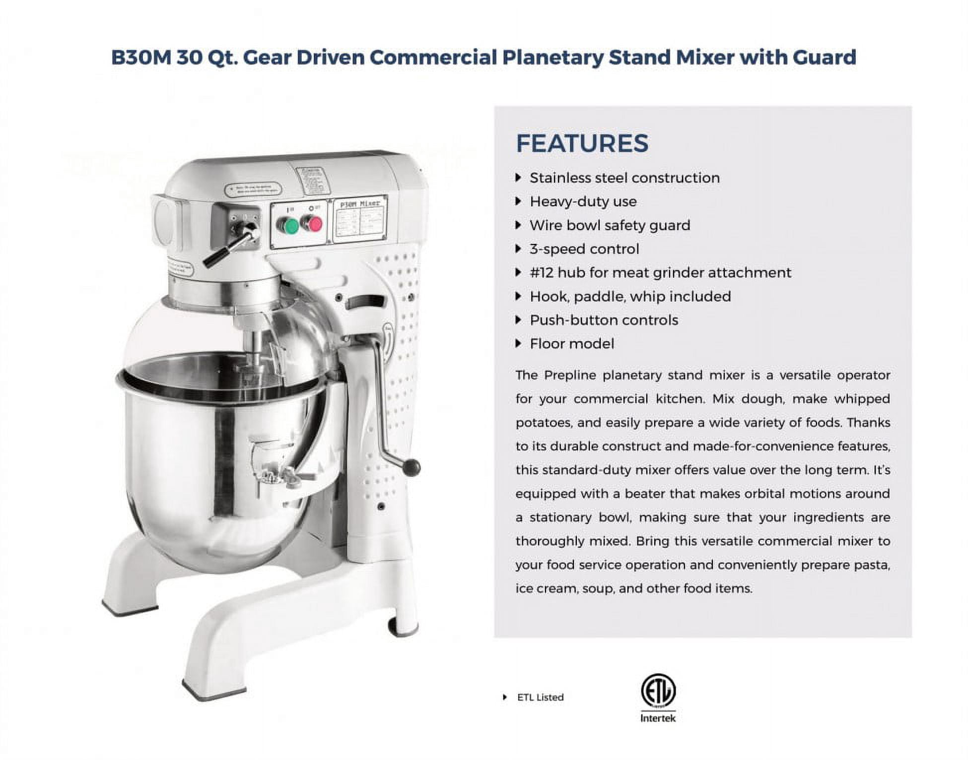 30 Qt Gear Driven Heavy-Duty Commercial Planetary Mixer