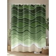 thumbnail image 4 of Fsddascl Green Ocean Waves Shower Curtain Set - Long 72" x 84" Bathtub Curtain with 12 Hooks, Chic Rustic Abstract Ombre Stripes Art Waterproof Fabric Stall Shower Curtains for Bathroom/Bathtub, 4 of 6