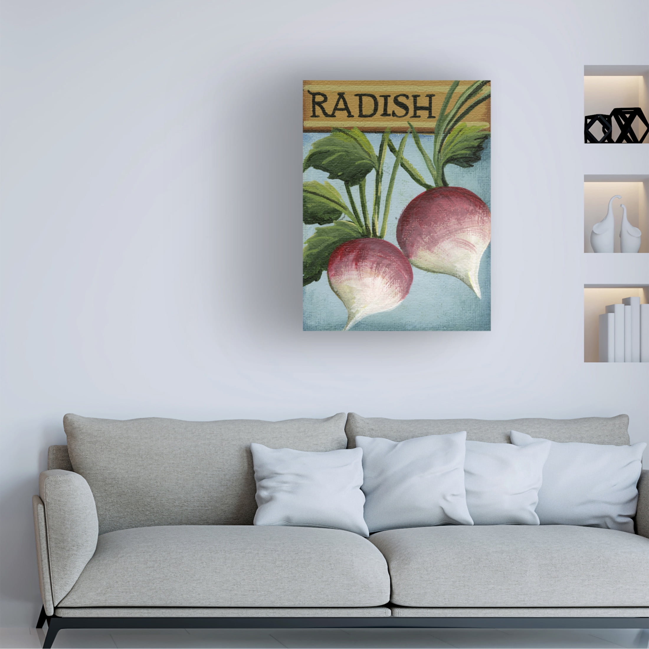 Canvas Wall Art - Debbi Wetzel 'Seed Packets 02 - Radish' Wall Art for Living Room, Bedroom, or Office Décor by Trademark Fine Art - 24 x 32 Inches