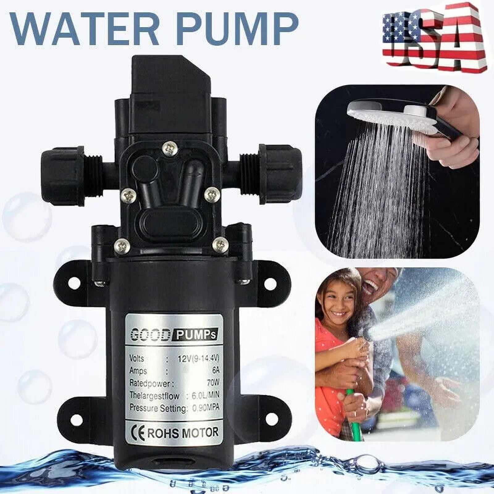 12V Water Pump 130PSI Self Priming High Pressure Diaphragm Pump with Auto Switch for RVs, Boats, and Outdoor Use