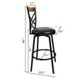 thumbnail image 2 of eHemco Swivel Metal Kitchen Counter Barstool with Double X Back Upholstered Faux Leather Seat, Espresso and Black, Set of 2, 2 of 9