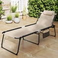 thumbnail image 4 of Costway 2 PCS Oversize Folding Chaise Lounge with Adjustable Backrest Pillow Pocket Beige, 4 of 9