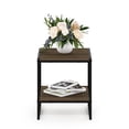 thumbnail image 4 of Furinno Camnus Side Table, 2-Tier Rustic Brown End Table with Metal Frame, Square Night Stand with Open Shelf, Bedside Table, Easy Assembly, for Living Room, Bedroom, Brown Walnut, 4 of 5