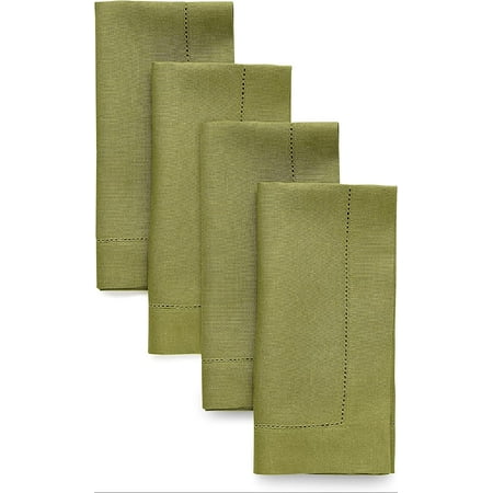 

Linen Dinner Napkins Set of 4 – Avocado Green 100% Pure Linen Cloth Napkins for Fall Thanksgiving Christmas Holidays – Classic Hemstitch Napkins 20 x 20 Inch – Handcrafted