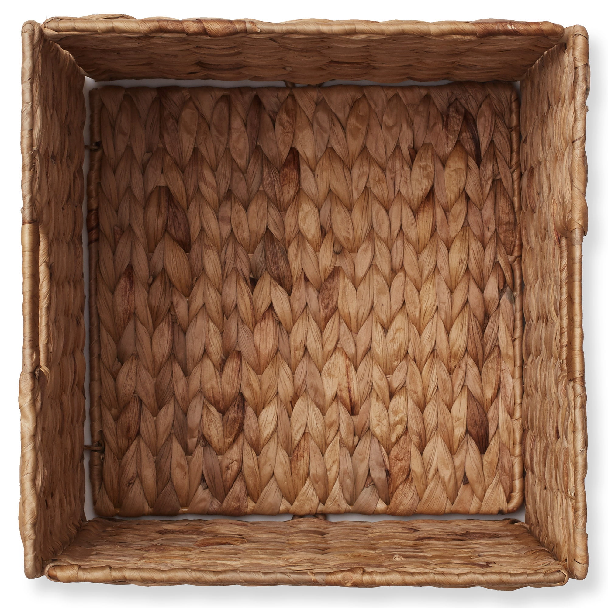 Casafield 13" x 13" Water Hyacinth Storage Baskets, Cinnamon - Set of 6 Collapsible Cubes, Handwoven Organizer BIns for Bathroom, Bedroom, Laundry