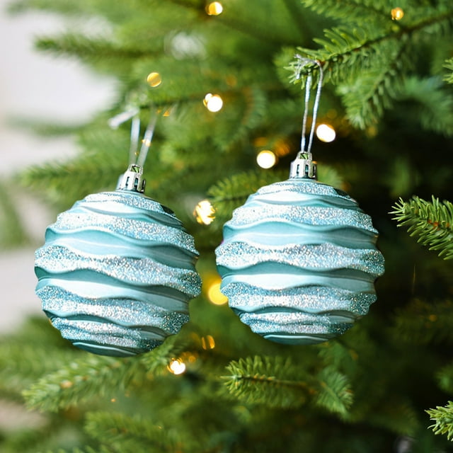 Adornos Navideños Festivos Azul Celeste | Material Plástico | 8X8X8Cm | Paquete de 2