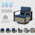 thumbnail image 4 of MeetLeisure Outdoor Swivel Rocker Metal Chairs Set of 2 with Small Coffee Table, 3 Pieces Patio Bistro Set with 360 Degree Glider Chairs & Wood-Looking Metal Armrest, Dark Blue, 4 of 9