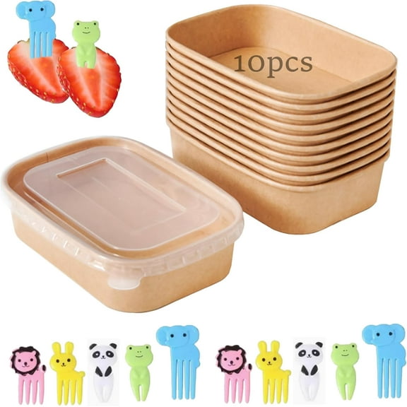 Brown Meal Prep Containers with Lids,Meal Prep Freezer Containers Disposable,Kraft Paper Take out Containers,Mealprep Containers with Lids with Lids Microwavable and Freezer Use (10pcs,22 oz)