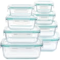 thumbnail image 1 of Paquete de 8 recipientes de vidrio para almacenar alimentos con tapas herméticas, recipientes de vidrio para preparar comidas, aptos para microondas, horno, congelador y lavavajillas, sin BPA., 1 of 5