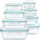 thumbnail image 1 of Paquete de 8 recipientes de vidrio para almacenar alimentos con tapas herméticas, recipientes de vidrio para preparar comidas, aptos para microondas, horno, congelador y lavavajillas, sin BPA., 1 of 5