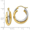 thumbnail image 3 of Auriga Fine Jewelry 14K Two-Tone Gold Double Hoop Earrings for Women(L- 14mm, W- 7mm), 3 of 5