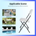 thumbnail image 5 of YRLLENSDAN Folding Chairs Set of 4 Outdoor Plastic Chairs Portable Foldable Metal Folding Chairs with Metal Frame HDPE Backrest and Seat Cushion 265 LBS Capacity for Indoor Outdoor Use, White, 5 of 7