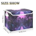 thumbnail image 5 of Yayeee Collapsible Cube Storage Bin with Lid Fabric Closet Decorative Basket with Handles, Pink Road, 5 of 7