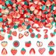 thumbnail image 1 of 1 caja de 330 piezas, 11 estilos de cuentas de arcilla con forma de fresa, rodajas de fruta, frutas mixtas, sandía roja de verano, manzanas, corazón, cereza, melocotón, dije espaciador, 1 of 4