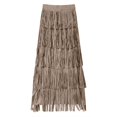 thumbnail image 4 of Ediodpoh Skirts for Women Fashion Flowy Fringe Skirt Comfortable Slim Fit Versatile Midi Skirt for Daily Wear Midi Skirts for Women Khaki One Size, 4 of 6