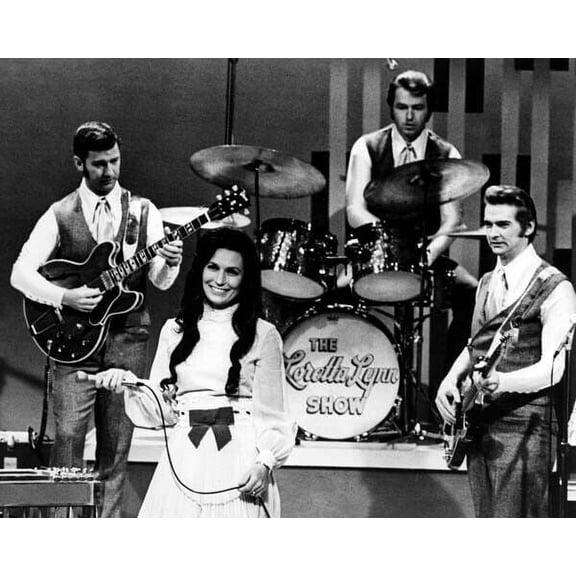 Loretta Lynn 1960's in concert 8x10 inch photo with her Loretta Lynn band poster