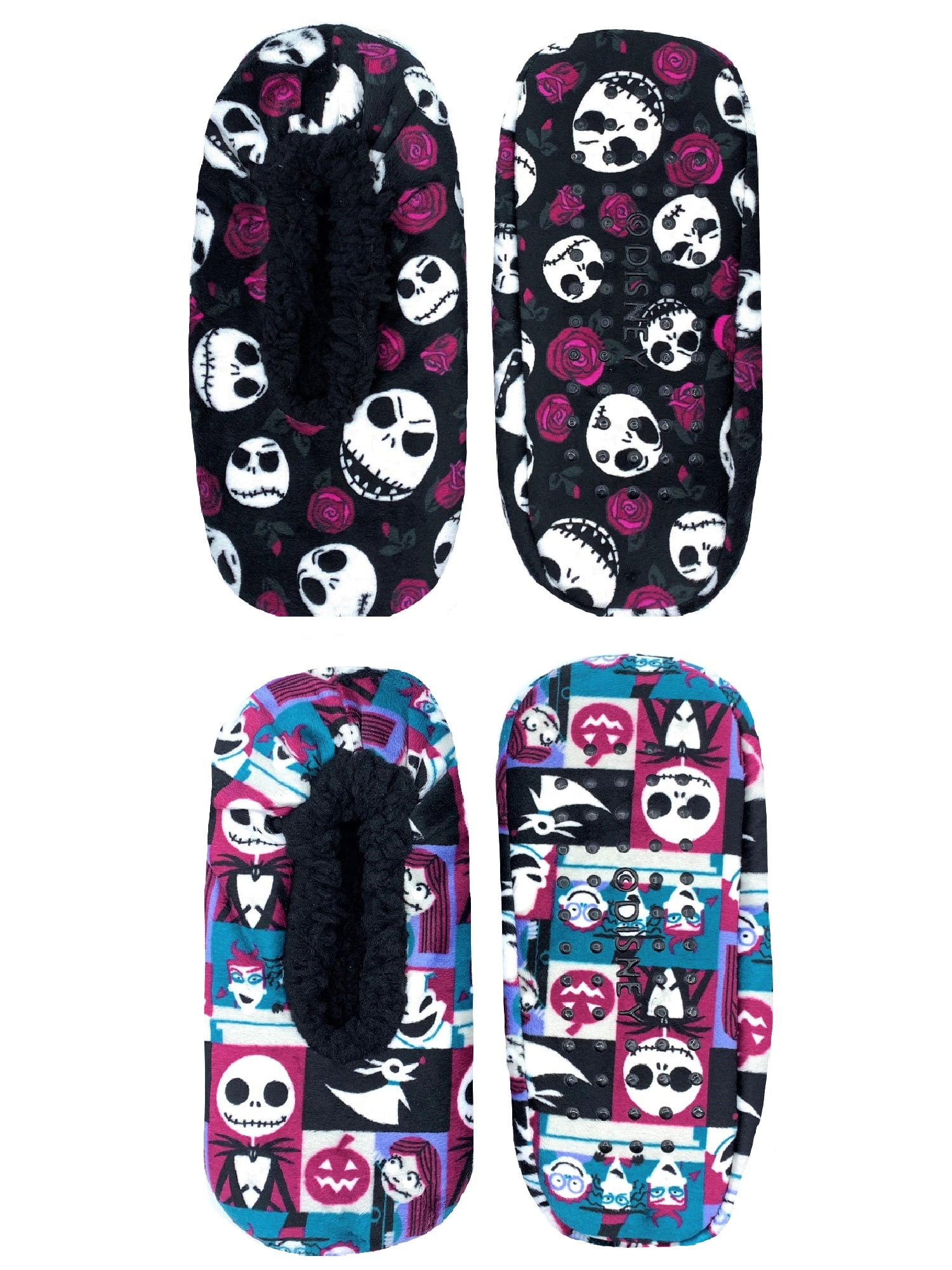 The Nightmare Before Christmas Nightmare Before Christmas Women's Slipper Socks, 2-Pack, One Size