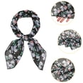 thumbnail image 4 of Bufandas de gasa para mujer - 27.6 X27.6 - Pañuelo cuadrado con estampado floral Pañuelo para el cuello Pañuelo para el cuello Negro Blanco Gris 70x70cm/27.6x27.6 inches(LxW), 4 of 5