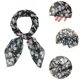 thumbnail image 4 of Bufandas de gasa para mujer - 27.6 X27.6 - Pañuelo cuadrado con estampado floral Pañuelo para el cuello Pañuelo para el cuello Negro Blanco Gris 70x70cm/27.6x27.6 inches(LxW), 4 of 5